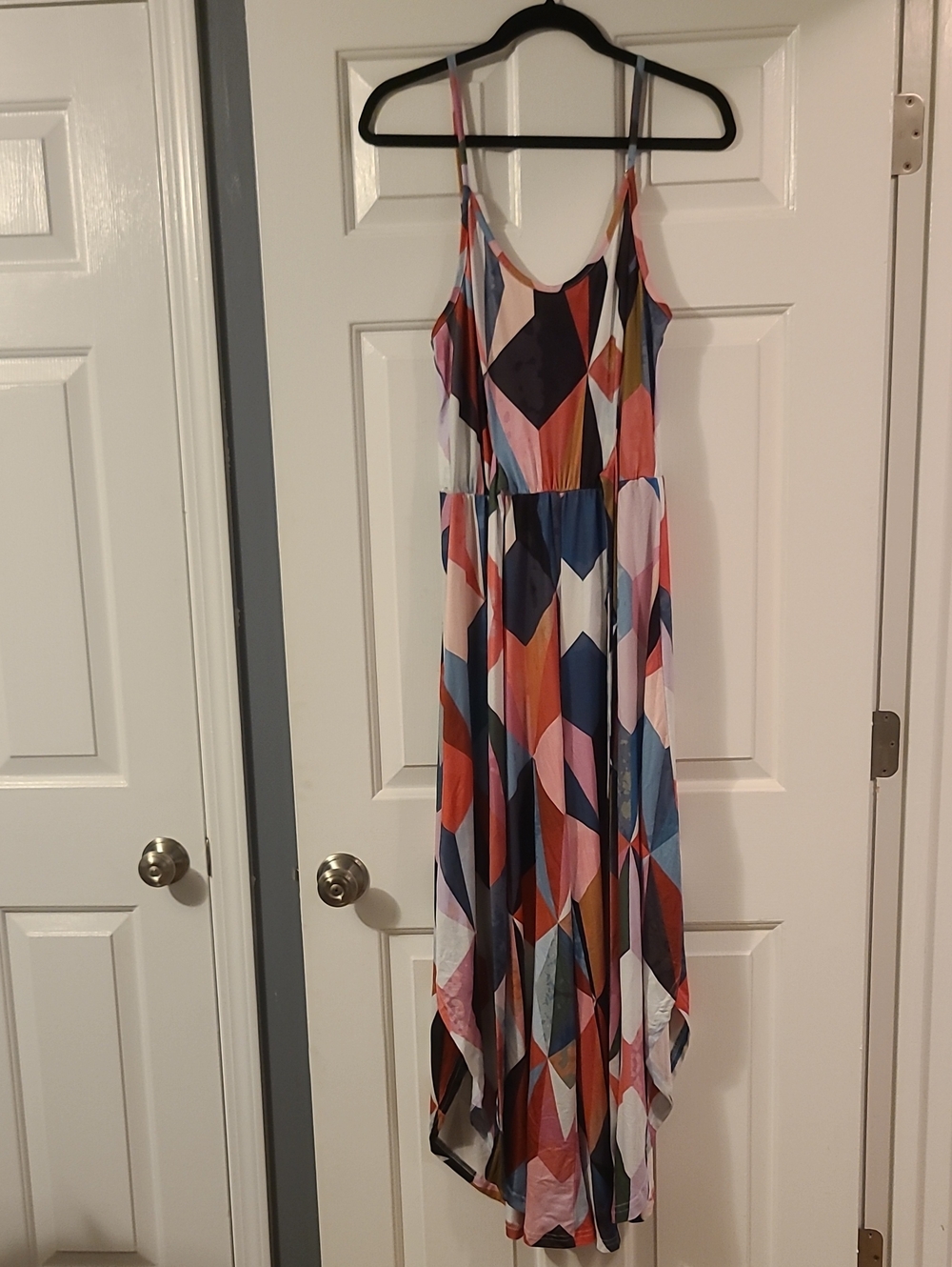 Abstract Geo-Print Spaghetti-Strap Jumpsuit in Multi